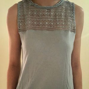 Beautiful, soft light blue tank with knit detail